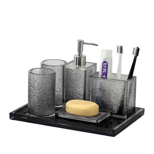 卫生间轻奢电动牙刷置物架刷牙杯酒店卫浴五件套浴室摆件洗漱套装