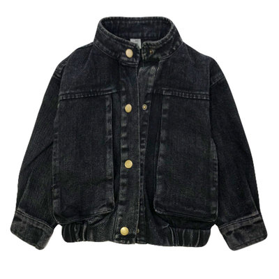 灰黑春秋小童男宝宝百搭牛仔外套