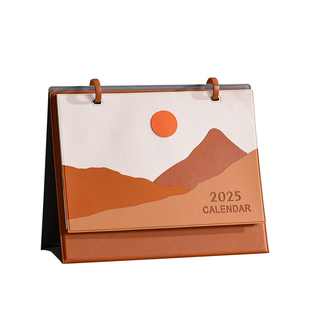 2026马年台历创意金属环皮架商务日历礼品桌面摆件工作计划本定制