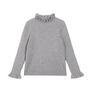 小O宝童装 宝宝花边打底毛衣女内搭2025冬女童针织衫毛线衣毛衣