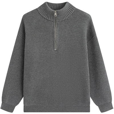 流石男装时尚百搭高端半拉链毛衣