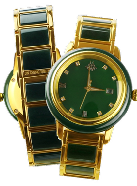 全自动防水机械表日历天然和田玉