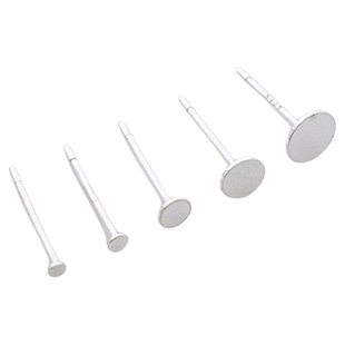 S925纯银耳钉耳针平头珠盘手工diy制作可粘珍珠耳托空托材料配件