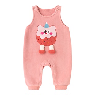 DUDUJIA男童背带裤秋冬款宝宝裤子新款女宝长裤加绒男宝裤装冬季3