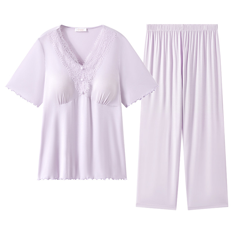 兰卓丽家居服女套装带杯垫防凸点