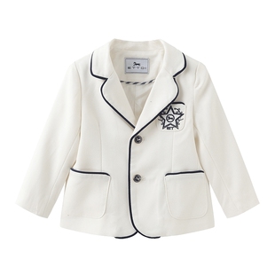 【莱赛尔】ETTOI爱多娃儿童白色西装男童英伦风正装外套春季新款