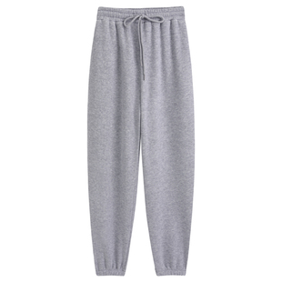 灰色运动裤女秋冬加绒2025新款宽松束脚哈伦裤小个子显瘦休闲卫裤