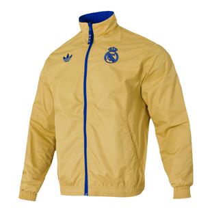 阿迪达斯三叶草蓝色双面穿外套2026春季新款皇马联名款夹克上衣男