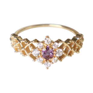 Médée 美狄亚 日系甜美精致宫廷天然紫水晶925纯银镀金 戒指