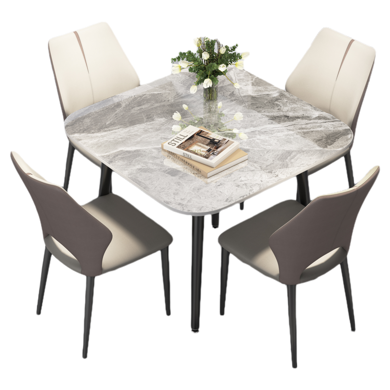 现代轻奢岩板餐桌子正方形酒店售楼处接待桌椅家用阳台小户型饭桌