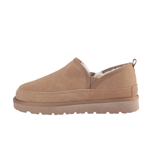 冬季男士低帮皮毛一体雪地靴加厚保暖懒人一脚蹬松紧带纯羊毛棉鞋