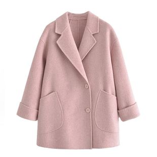 毛呢外套女中长款翻领系带收腰大衣韩版宽松设计感时尚呢子大衣潮