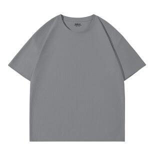 班尼路重磅灰色男士华夫格短袖夏季新款纯色t恤日常百搭半袖衫男A