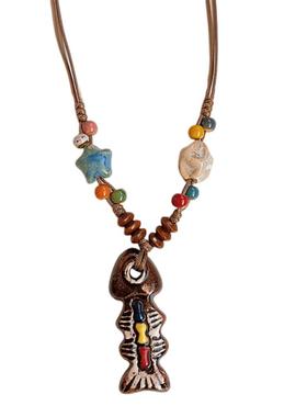 新中式彩色小鱼吊坠项链2025新款