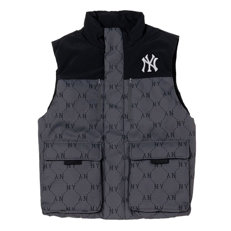 MLB情侣老花羽绒棉服马甲