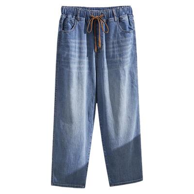 特大码夏季九分牛仔裤女薄款加肥