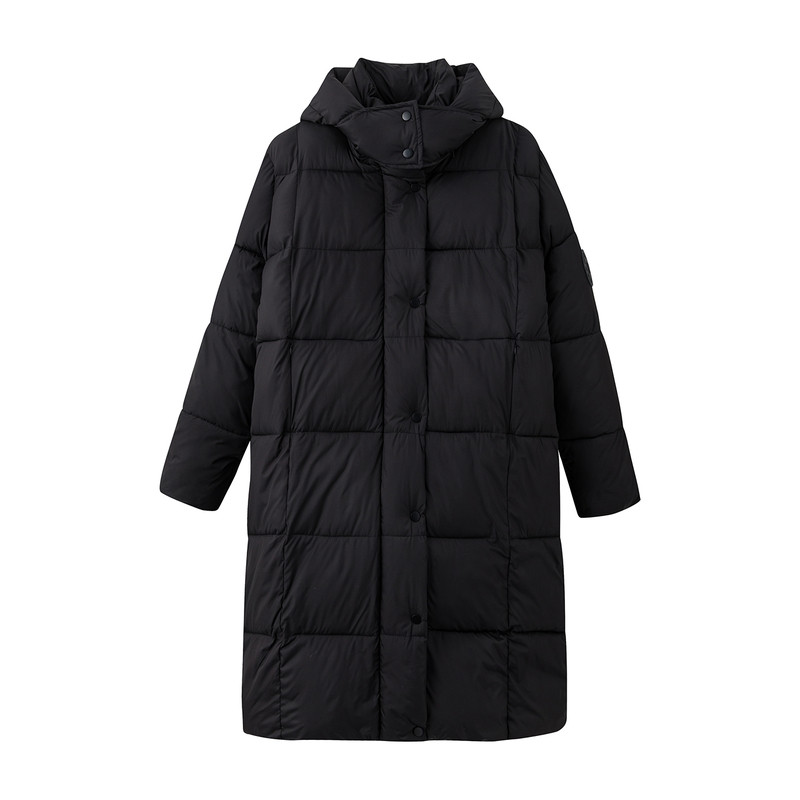 冬季大码女连帽加厚过膝羽绒棉服