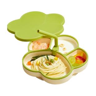 宝宝餐盘吸盘分格婴儿硅橡胶吸管辅食碗吃饭训练勺子儿童餐具套装