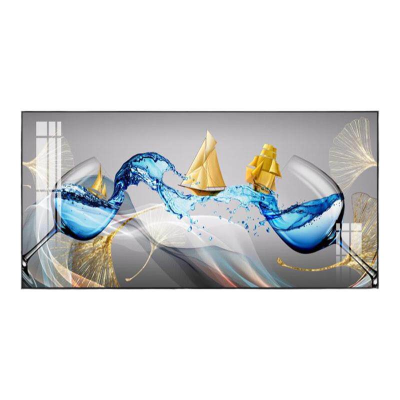 单幅饭厅挂画轻奢抽象高档晶瓷画