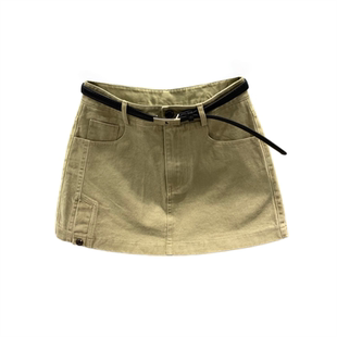 复古卡其色牛仔短裤裙女2026秋季新款高腰百搭显瘦a字包臀半身裙