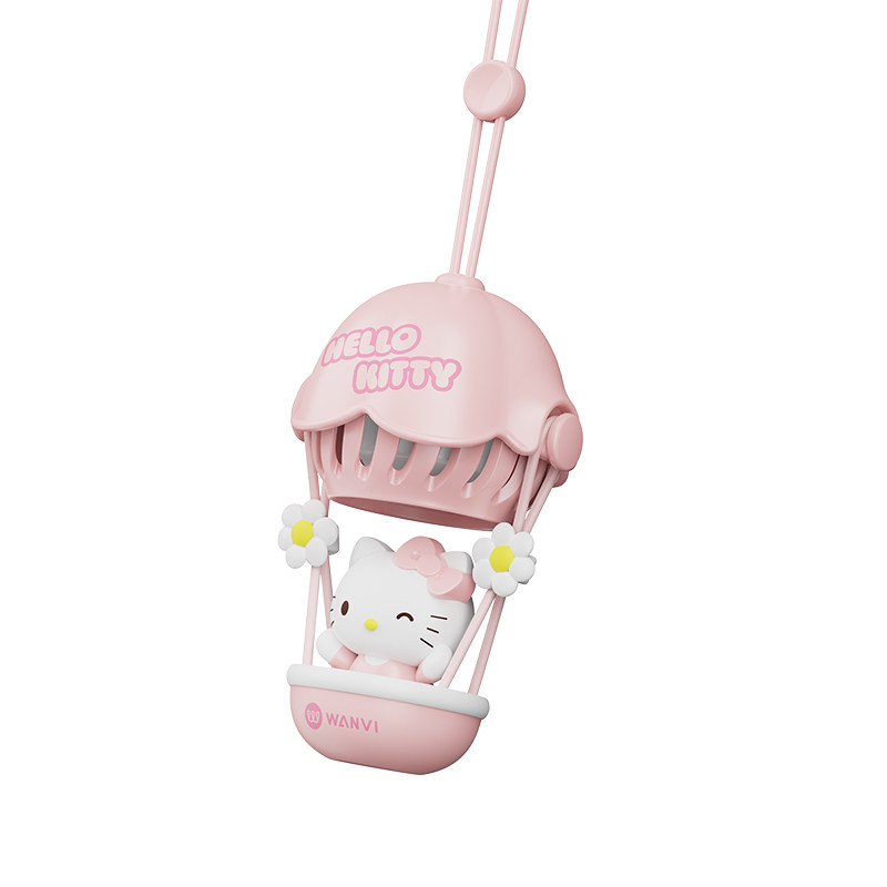 玩味kitty车挂车载香薰可爱装饰品热气球汽车玩偶女生后视镜挂件