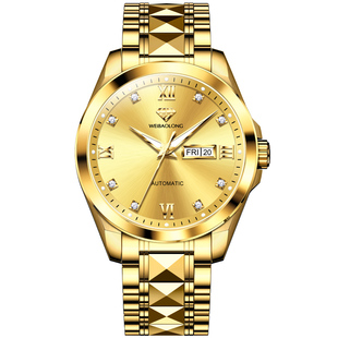 18k全金色真钻进口机芯手表男士全自动机械表钨钢带高档大气奢华