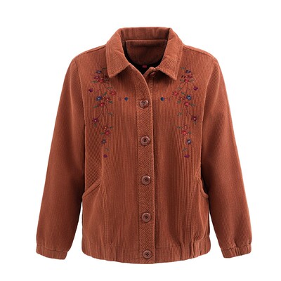 中老年纯棉外套灯芯绒奶奶装全棉