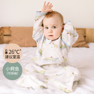 薄款 婴儿睡袋夏季 竹棉纱布一体式 宝宝睡袋新生儿童防踢被