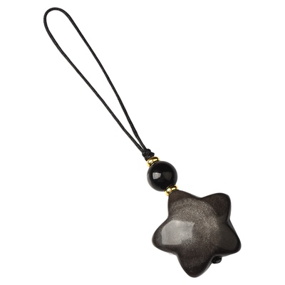 天然银曜石幸运星星钥匙扣挂饰新