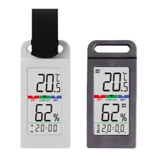 便携温度计户外家用温湿度计野营登山车载温度计小巧时钟温湿度表