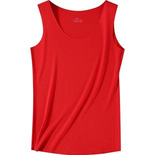 红色莫代尔背心女无痕内穿修身薄款结婚吊带打底衫本命年无袖上衣