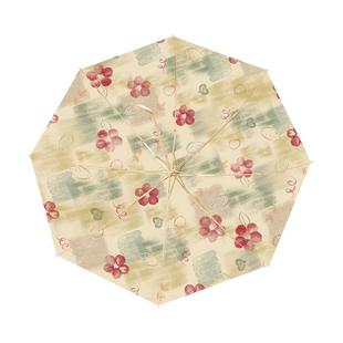 遮阳伞防紫外线女复古太阳伞晴雨两用彩胶防晒雨伞折叠法式小洋伞