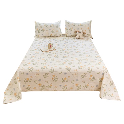 无印良品全棉亲肤床笠床单三件套