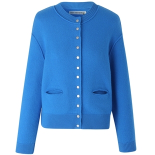 【美丽诺羊毛】IIIVIVINIKO春季新款落肩缩绒复古圆领针织开衫女