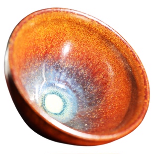 柴烧建盏主人茶杯手工大号陶瓷茶具铁胎复古窑变兔毫油滴天目茶盏