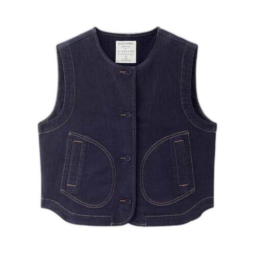 佐丹奴牛仔马甲女新款复古明线马夹女士圆领牛仔背心外套05375671