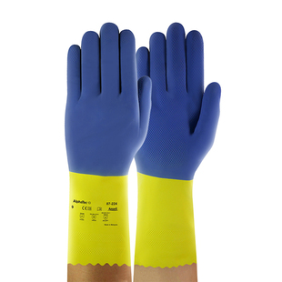 安思尔87-224氯丁橡胶防化学品耐油工业劳保无骨重型耐用化工手套