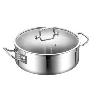 加厚不锈钢奔驰火锅锅具电磁炉专用锅三味鸳鸯家用涮锅汤锅三宫格