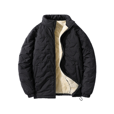 真维斯黑色棉服外套男冬季加绒