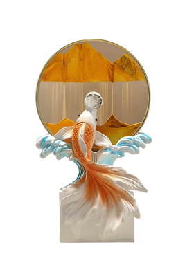 年年有余流沙画创意摆件客厅酒柜电视柜玄关柜锦鲤乔迁搬家礼物