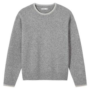 热风2025年冬季新款女士撞色圆领绒感针织衫宽松通勤柔软舒适