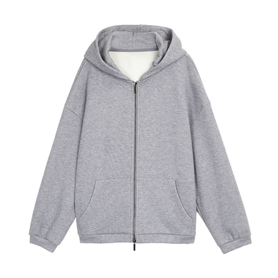 MULVAN 闲适OOTD 慵懒风拉链连帽卫衣外套女宽松休闲卫裤两件套装