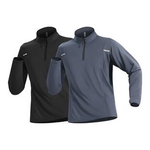 半拉链运动t恤男冬季加绒保暖长袖速干衣体育训练服健身跑步上衣