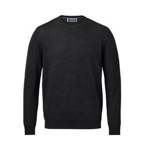 CHARLES TYRWHITT炭灰色美利奴羊毛圆领男士保暖针织衫