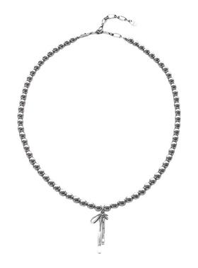 灰色珍珠蝴蝶结吊坠项链女高级感小众设计轻奢气质颈链爆款锁骨链