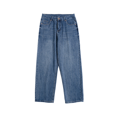 日系宽松休闲百搭直筒牛仔裤男