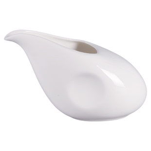 骨瓷浇汁杯奶缸引流杯奶罐纯白轻奢无把带嘴设计感酒店餐厅用陶瓷