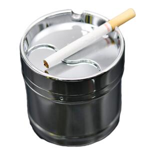 简约创意密封旋转易清洗家居烟灰缸餐厅客厅大容量不锈钢金属带盖