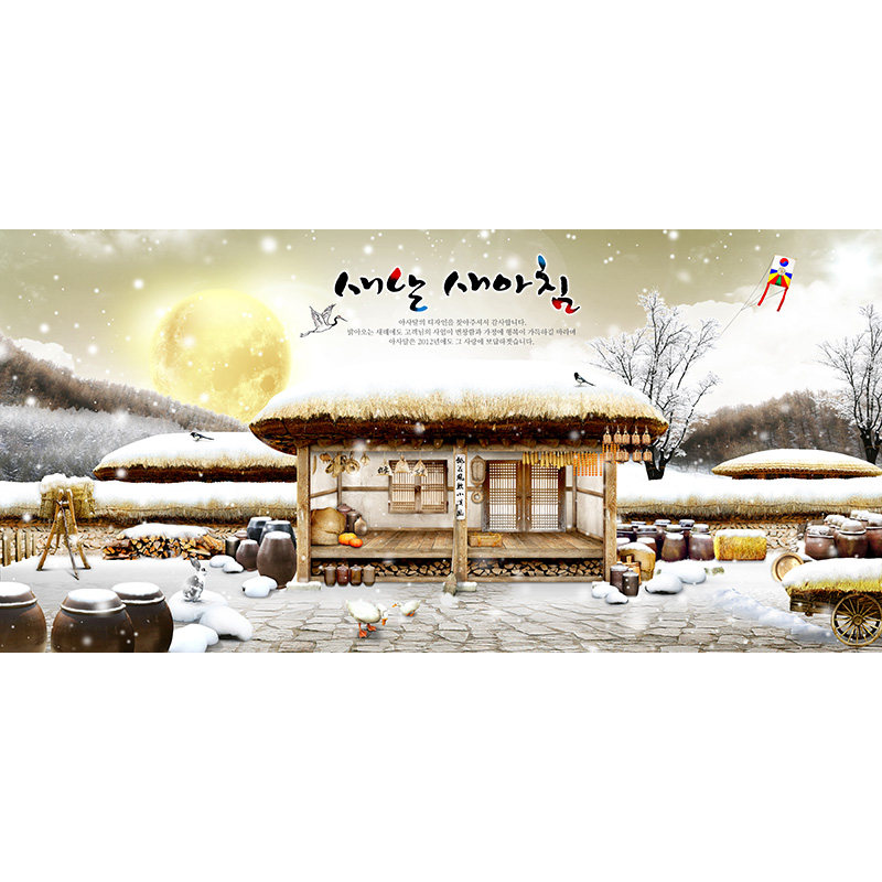韩国文化背景装饰烤肉店墙纸壁画