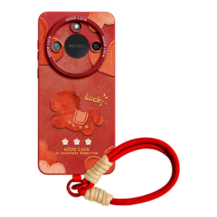 爱心油画马适用荣耀x70手机壳保护套x60pro新款x60华为x50pro腕带挂绳x50全包系列x40女x30硅胶honor年红色外